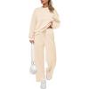 imagePRETTYGARDEN Womens 2 Piece Outfits 2026 Fall Long Sleeve Sweatshirt Wide Leg Pants Lounge Sets Winter Sweatsuits TracksuitBeige