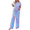 imagePRETTYGARDEN Womens 2 Piece Pajama Sets Summer 2026 Matching Lounge Outfits Short Sleeve Printed Sleepwear Spring PJ SetMulticolor Leopard