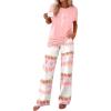 imagePRETTYGARDEN Womens 2 Piece Pajama Sets Summer 2026 Matching Lounge Outfits Short Sleeve Printed Sleepwear Spring PJ SetPink