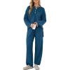 imagePRETTYGARDEN Womens 2 Piece Tracksuit Outfits 2024 Fall Knit Sweater And Wide Leg Pants Sweatsuit Lounge Sets Lake BlueLarge