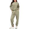 imagePRETTYGARDEN Womens 2 Piece Tracksuit Outfits Casual Long Sleeve Top High Waisted Sweatpants Lounge Jogger Set Light GreenMedium