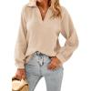 imagePRETTYGARDEN Womens 2024 Fall Fashion Blouse Tops Casual Long Sleeve V Neck Collared Cotton Linen Shirts