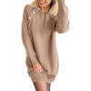imagePRETTYGARDEN Womens 2024 Fall Sweater Dress Crewneck Long Sleeve Oversized Pullover Sweaters Casual Knit Short Dresses KhakiSmall