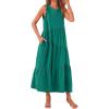 imagePRETTYGARDEN Womens 2024 Summer Casual Midi Dress Sleeveless Long Flowy Tiered Cute Vacation Beach Sundresses with Pockets Brilliant GreenMedium