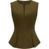 imagePRETTYGARDEN Womens 2026 Summer Vest Tops Business Casual Going Out Outfits Sleeveless Zip Up Dressy Tank Top Suit WaistcoatArmy Green