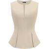 imagePRETTYGARDEN Womens 2026 Summer Vest Tops Business Casual Going Out Outfits Sleeveless Zip Up Dressy Tank Top Suit WaistcoatBeige