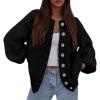 imagePRETTYGARDEN Womens 2026 Winter Cardigan Sweaters Trendy Chunky Knit Long Sleeve Button Up Casual Warm Fall Jackets CoatsBlack