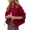 imagePRETTYGARDEN Womens Bomber Jackets Winter Trendy Varsity Jackets Shackets Button Down Cropped Coats with Pockets Wine RedLarge