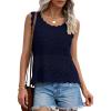 imagePRETTYGARDEN Womens Crochet Tank Tops 2026 Summer Spring Boho Sleeveless Cute Knit Sweater Vest Trendy Beach Vacation ClothesNavy Blue