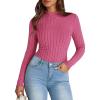 imagePRETTYGARDEN Womens Fall Long Sleeve T Shirts Casual Crew Neck Ribbed Knit Fitted Basic Plain Tee Tops Blouse Hot PinkMedium