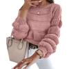 imagePRETTYGARDEN Womens Fall Sweaters Casual Crew Neck Pullover Long Puff Sleeve Loose Plain Chunky Knit Cute Blouse Tops