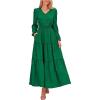 imagePRETTYGARDEN Womens Maxi Dress Casual Long Sleeve V Neck Smocked Waist Tiered Ruffle Flowy Cocktail Pocket DressesGreen