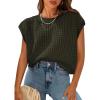imagePRETTYGARDEN Womens Spring Tops 2026 Summer Shirts Crochet Cap Sleeve Sweater Pullover Cute Beach Vacation ClothesArmy Green