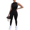 imagePRETTYGARDEN Womens Summer Bodycon Jumpsuits Casual Sleeveless One Piece Stretchy Tank Slim Fit Romper Pants BlackMedium