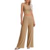 imagePRETTYGARDEN Womens Summer Casual Two Piece Outfits Sweatsuits Tank Scoop Neck Ribbed Knit Long Pants Tracksuits
