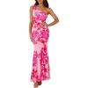 imagePRETTYGARDEN Womens Summer One Shoulder Maxi Dress 2026 Floral Sleeveless Bodycon Mesh Long Beach Vacation Sun DressesPink Flower