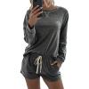 imagePRETTYGARDEN Womens Tie Dye Printed Pajamas Set Casual Long Sleeve Tops with Lounge Shorts Two Piece Sleepwear