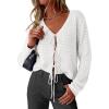 imagePRETTYGARDEN Womens Tie Front Cardigan Summer 2026 Long Sleeve Crochet Sweaters Cardigan Boho Cover Up Beach Vacation ClothesWhite