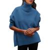 imagePRETTYGARDEN Womens Turtleneck Oversized Sweater Long Sleeve Chunky Knit Pullover Casual Winter Jumper Tops Denim BlueLarge