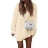 imagePRETTYGARDEN Womens Winter Long Sleeve Short Sweater Dress Chunky Ribbed Knit Tunic Pullover Oversized Fall Sweaters ApricotMedium