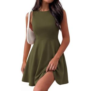 imagePRETTYGARDEN Cocktail Dresses for Women Summer 2026 Elegant Classy Spring A Line Sleeveless Mini Short Party Dress PocketsArmy Green