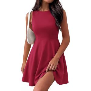 imagePRETTYGARDEN Cocktail Dresses for Women Summer 2026 Elegant Classy Spring A Line Sleeveless Mini Short Party Dress PocketsBurgundy