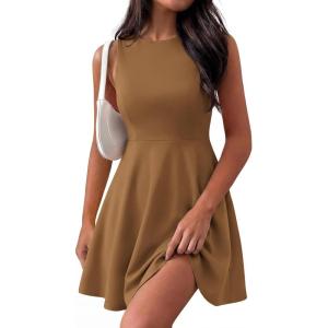 imagePRETTYGARDEN Cocktail Dresses for Women Summer 2026 Elegant Classy Spring A Line Sleeveless Mini Short Party Dress PocketsKhaki