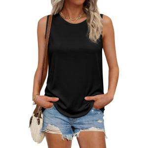 imagePRETTYGARDEN Sleeveless Tops for Women 2026 Summer Tank Tops Spring Fashion Casual Loose Fit Shirts Beach Vacation ClothesBlack