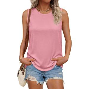 imagePRETTYGARDEN Sleeveless Tops for Women 2026 Summer Tank Tops Spring Fashion Casual Loose Fit Shirts Beach Vacation ClothesPink
