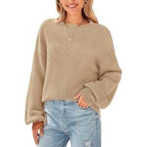 imagePRETTYGARDEN Womens 2024 Winter Chunky Knit Sweater Casual Long Lantern Sleeve Crewneck Pullover Jumper Tops