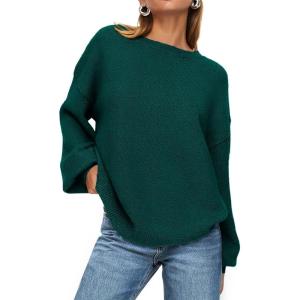 imagePRETTYGARDEN Womens 2026 Fall Sweaters Casual Crew Neck Long Sleeve Pullover Tops Ribbed Knit Loose Fit Winter ClothesDark Green