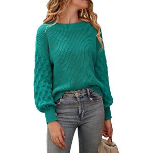 imagePRETTYGARDEN Womens Fall 2026 Pullover Sweater Casual Long Sleeve Loose Chunky Knit Tops Blouse Winter Fashion ClothingGreen