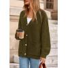 imagePRETTYGARDEN Fall Chunky Cardigan Sweaters for Women 2026 Button Long Lantern Sleeve Knit Oversized Coats with PocketsArmy Green
