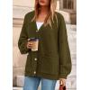 imagePRETTYGARDEN Fall Chunky Cardigan Sweaters for Women 2026 Button Long Lantern Sleeve Knit Oversized Coats with PocketsArmy Green