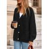imagePRETTYGARDEN Fall Chunky Cardigan Sweaters for Women 2026 Button Long Lantern Sleeve Knit Oversized Coats with PocketsBlack