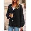imagePRETTYGARDEN Fall Chunky Cardigan Sweaters for Women 2026 Button Long Lantern Sleeve Knit Oversized Coats with PocketsBlack
