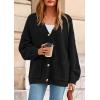 imagePRETTYGARDEN Fall Chunky Cardigan Sweaters for Women 2026 Button Long Lantern Sleeve Knit Oversized Coats with PocketsBlack