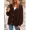 imagePRETTYGARDEN Fall Chunky Cardigan Sweaters for Women 2026 Button Long Lantern Sleeve Knit Oversized Coats with PocketsBrown
