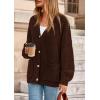 imagePRETTYGARDEN Fall Chunky Cardigan Sweaters for Women 2026 Button Long Lantern Sleeve Knit Oversized Coats with PocketsBrown