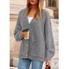 imagePRETTYGARDEN Fall Chunky Cardigan Sweaters for Women 2026 Button Long Lantern Sleeve Knit Oversized Coats with PocketsDark Grey