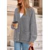 imagePRETTYGARDEN Fall Chunky Cardigan Sweaters for Women 2026 Button Long Lantern Sleeve Knit Oversized Coats with PocketsDark Grey