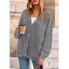 imagePRETTYGARDEN Fall Chunky Cardigan Sweaters for Women 2026 Button Long Lantern Sleeve Knit Oversized Coats with PocketsDark Grey