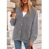 imagePRETTYGARDEN Fall Chunky Cardigan Sweaters for Women 2026 Button Long Lantern Sleeve Knit Oversized Coats with PocketsDark Grey