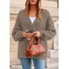 imagePRETTYGARDEN Fall Chunky Cardigan Sweaters for Women 2026 Button Long Lantern Sleeve Knit Oversized Coats with PocketsDark Khaki