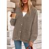 imagePRETTYGARDEN Fall Chunky Cardigan Sweaters for Women 2026 Button Long Lantern Sleeve Knit Oversized Coats with PocketsDark Khaki