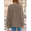 imagePRETTYGARDEN Fall Chunky Cardigan Sweaters for Women 2026 Button Long Lantern Sleeve Knit Oversized Coats with PocketsDark Khaki