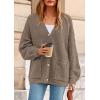 imagePRETTYGARDEN Fall Chunky Cardigan Sweaters for Women 2026 Button Long Lantern Sleeve Knit Oversized Coats with PocketsDark Khaki
