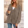 imagePRETTYGARDEN Fall Chunky Cardigan Sweaters for Women 2026 Button Long Lantern Sleeve Knit Oversized Coats with PocketsDark Khaki