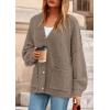 imagePRETTYGARDEN Fall Chunky Cardigan Sweaters for Women 2026 Button Long Lantern Sleeve Knit Oversized Coats with PocketsDark Khaki