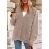 imagePRETTYGARDEN Fall Chunky Cardigan Sweaters for Women 2026 Button Long Lantern Sleeve Knit Oversized Coats with PocketsLight Khaki
